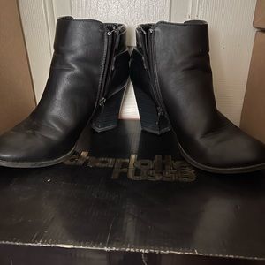 Charlotte Russe black ankle boots in good condition.